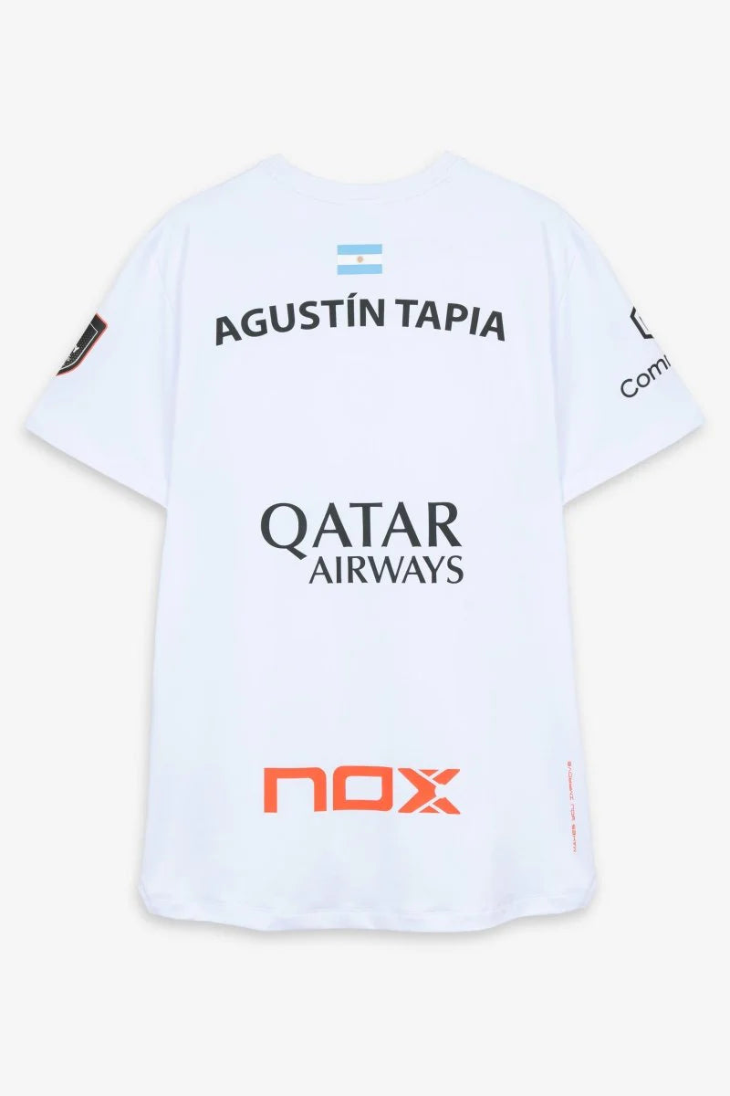 Camiseta de Padel Nox Agustín Tapia AT10 Blanca 2026