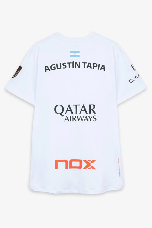 Camiseta de Padel Nox Agustín Tapia AT10 Blanca 2026